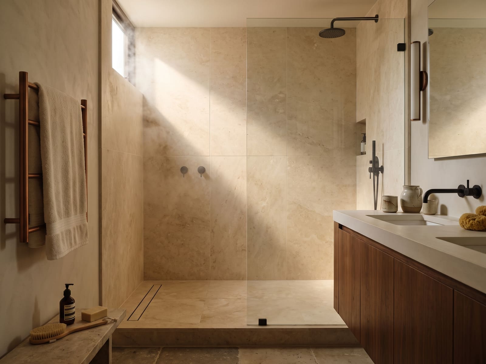 Walking showers in 5 mm MILLIMETER stone